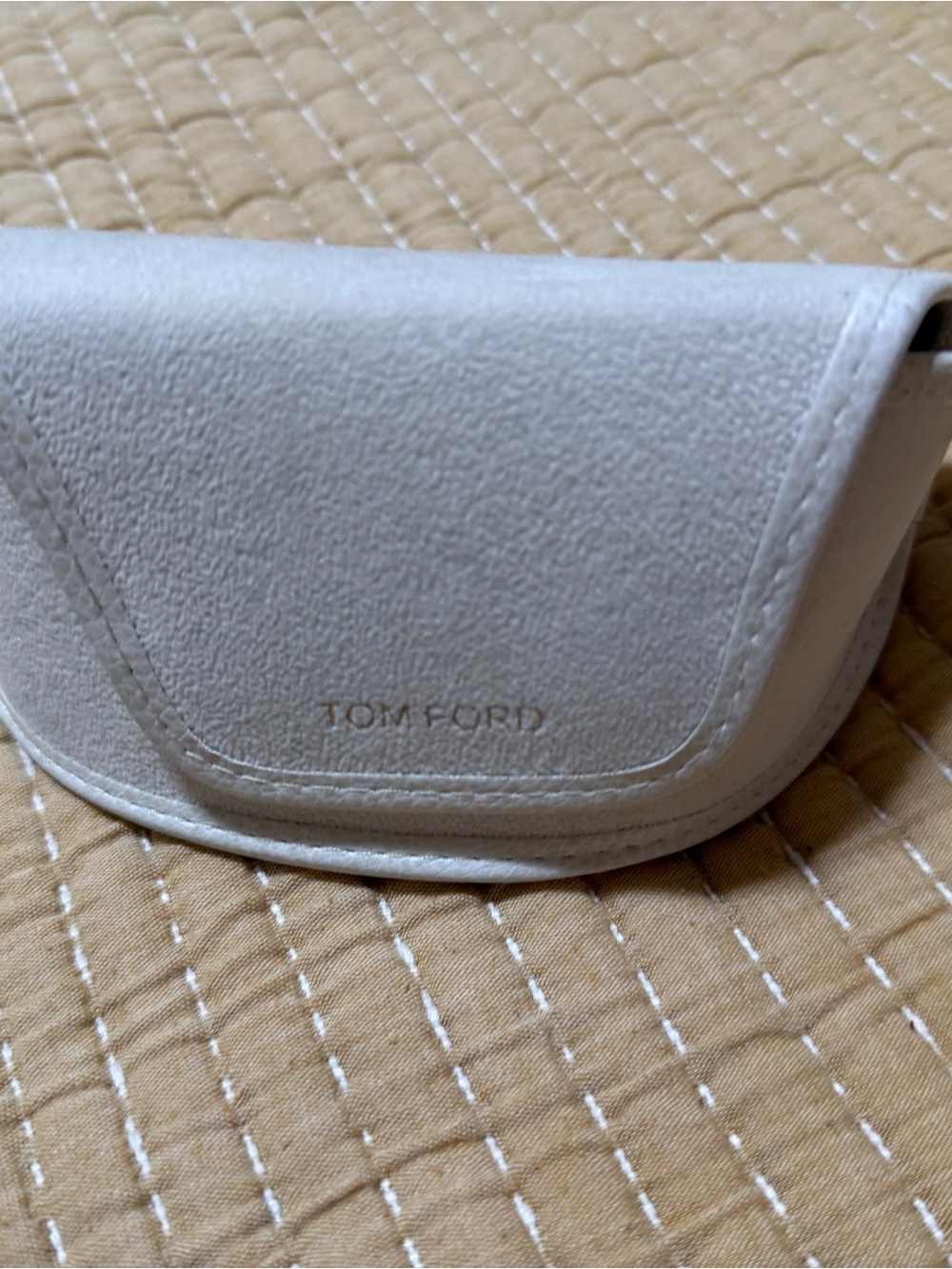 Tom Ford Cream Eyewear Case with Gold Logo